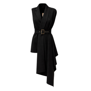Asymmetrical Sleeveless Blazer — Black (S)