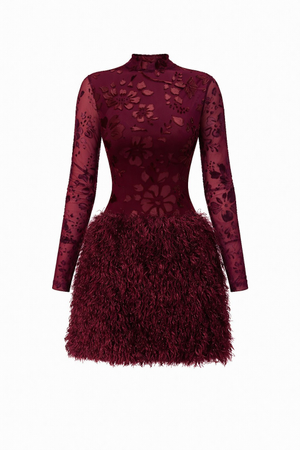 Camille Feather Floral Mini Dress (L)