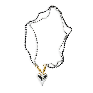 Chrome Heart Necklace – Stainless Steel With Mixed Finishes (one size)