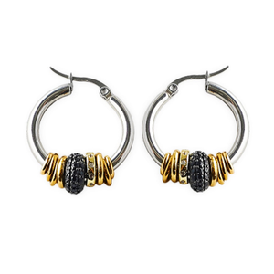 Halo Earrings – Stainless Steel & Black Cubic Zirconia (one size)