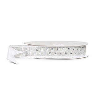 Raz - Silver Jewelled Wired Ribbon Roll 4x457cm