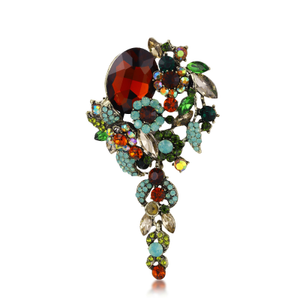Trailing Floral Crystal Brooch