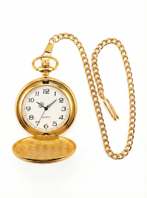 Classic 1920s Retro Pocket Watch & Chain - Gold Plated