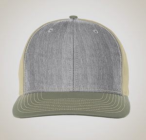 Richardson Twill Back Snapback Trucker Hat - Heather Grey / Birch / Loden