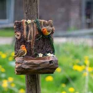 Wall Bird Feeder With Robins Polystone