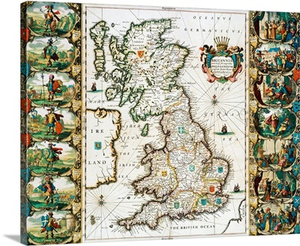 Map Of Great Britain Surveyed By John Speed And Engraved By Jocodus Hondius