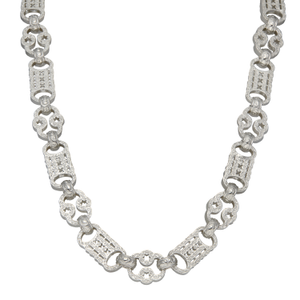 New Sterling Silver 26" Stars & Bars Link Chain Necklace