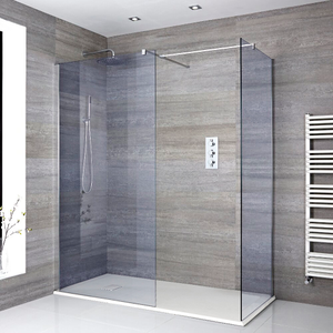 Milano Portland-Luna - Smoked Glass Corner Walk-In Shower Enclosure - with 1200mm x 900mm White Slate Tray