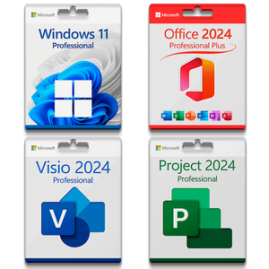 Microsoft Windows 11 Pro + Microsoft Office 2024 Pro Plus + Microsoft Visio 2024 Pro + Microsoft Project 2024 Pro Lizenz für 3 PC