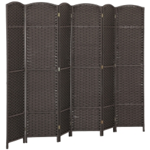 HOMCOM 6-piece room divider, Foldable privacy screen, Privacy panel for living room, bedroom, home office, Brown