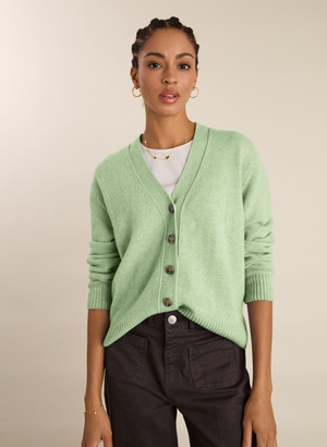 Celine V-neck Wool Blend Cardigan - UK 18 | EU 44 | US 14 / Mint