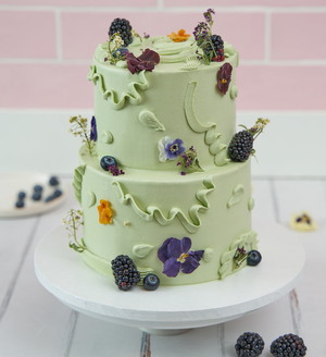 Sage Fruity and Floral Mini Two Tier Cake