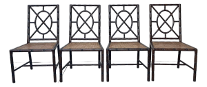 Set of 4 Vintage Faux Bamboo Dining Chair Tortoiseshell 1970 Custom Craftsmanship