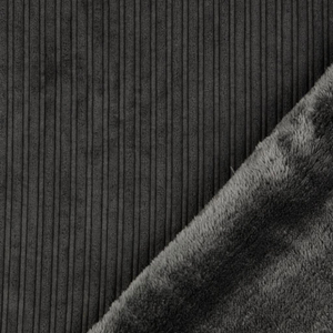 Tissu velours côtelé doublure fourrure - Noir