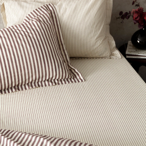Hebden Narrow Stripe Fitted Sheet - Beetroot Double 135x190cm