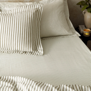 Hebden Narrow Stripe Fitted Sheet - Mole King Size 150x200cm