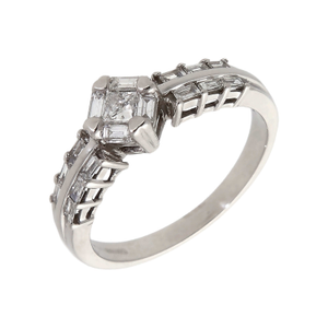Pre-Owned 18ct White Gold Mixed Cut Diamond Cluster Ring