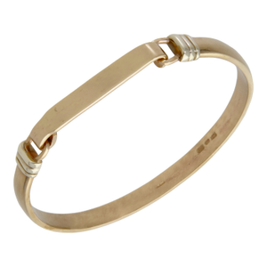 Pre-Owned 9ct Gold Solid Polished Bar Hookover Bangle