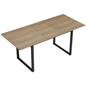 HOMCOM Mesa de comedor extensible rectangular para 6 a 8 personas, mesa de cocina con extensión 140-180 cm, efecto madera natural