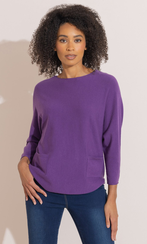 Batwing Knitted Jumper - Purple