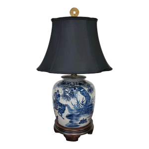 Vintage Frederick Cooper Ginger Jar Table Lamp on Wood Base