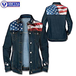 USA 250th Anniversary Denim Women?s Jacket Large (14-16)
