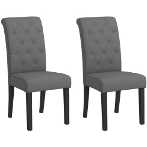 HOMCOM Conjunto de 2 sillas de Comedor Silla de Cocina Gran Confort Patas de Madera Lino 47x61x101 cm Gris Oscuro