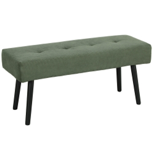 HOMCOM Upholstered Bench with Cord Upholstery, Bed Bench with Metal Legs, Shoe Bench 100 x 36 x 45 cm Green