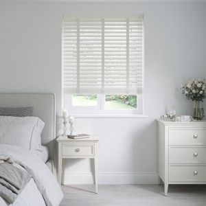 Gloss White Wooden Blinds 50mm With Tapes: 1490mm x 1320mm Recess