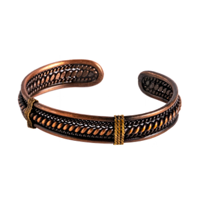 Textured Copper & Woven Cuff Bracelet