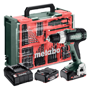 Metabo SB 18 L 18v Combi Drill 2.0ah Batteries - 78 Piece Bit Set - 614053940