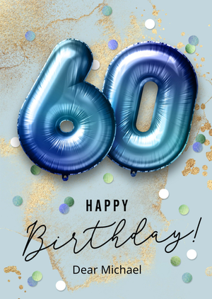 Happy Birthday Blue Balloons 60th Birthday Card