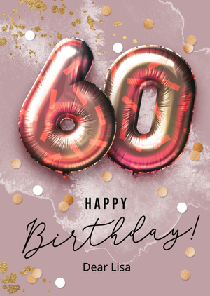 Happy Birthday Pink Balloons 60th Birthday Card
