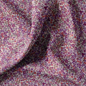 Tissu popeline de coton - Barbara écru et violet