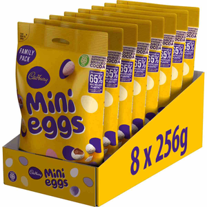 Cadbury Mini Eggs Family Size Bag 256g (Box of 8)