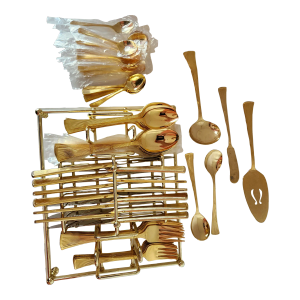 1960s Golden Barclay Geneve Flatware Set With Caddy- 105 Pieces