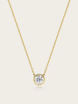 Aura Solitaire Lab Diamond 18K Yellow Gold Bezel Necklet