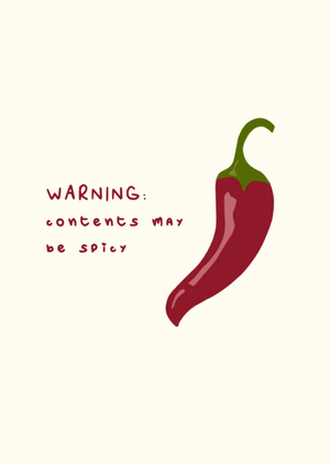 Warning Contents May Be Spicy Chilli Pepper Card
