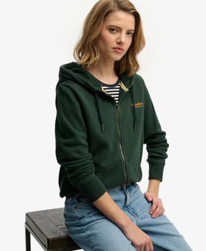 Essential hoodie met logo, rits en licht geborstelde voering