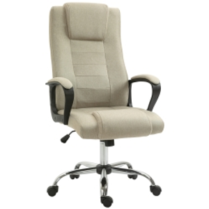 Vinsetto Linen-look office chair, height-adjustable, rocking function, 5 casters, Beige