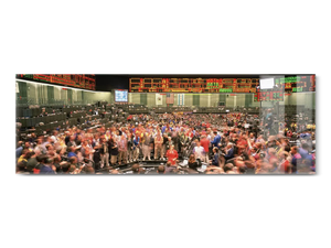 Large group of people on the trading floor, Chicago Board of Trade, Chicago, Illinois, USA