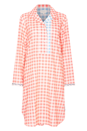 Gingham Nightwear Nightshirt Cotton Pink (M)