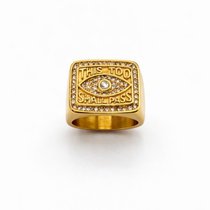 This Too Shall Pass Evil Eye Signet Ring Yellow Gold (N 1/2 (UK))