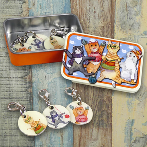 Set de 6 anneaux marqueurs de maille ouverts - Chatons