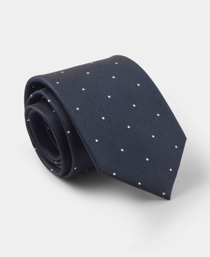 Navy Spot Silk Tie