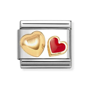 Classic Gold & Red Enamel Heart Charm