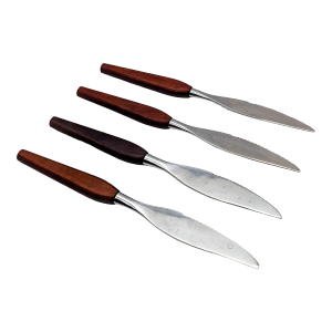 Mid 20th Century Fleetwood Stainless Steel and Rosewood Serrated Knives, Set of 4