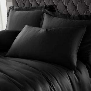 Catherine Lansfield Silky Soft Satin Pair of Housewife Pillowcases Black