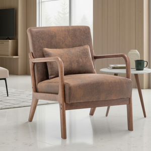 Faux Leather Suede Brown Hertford Accent Chair