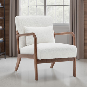 Teddy Boucle Fabric White Hertford Accent Chair
